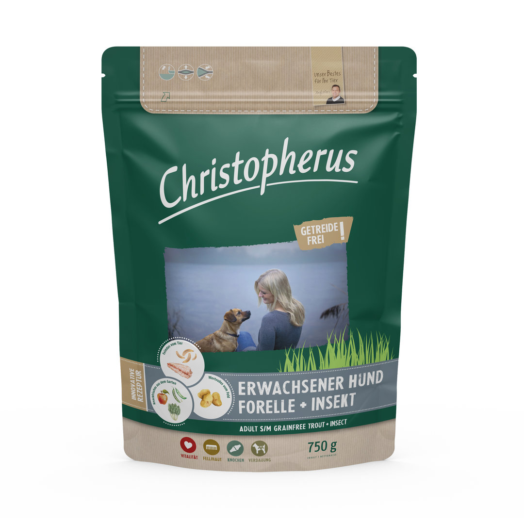 CHRISTOPHERUS für den Erwachsenen Hund Forelle & Insekt - getreidefrei 750g